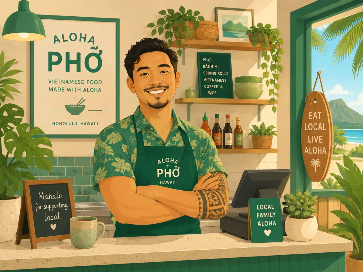 A local Hawaii small-business owner in their shop